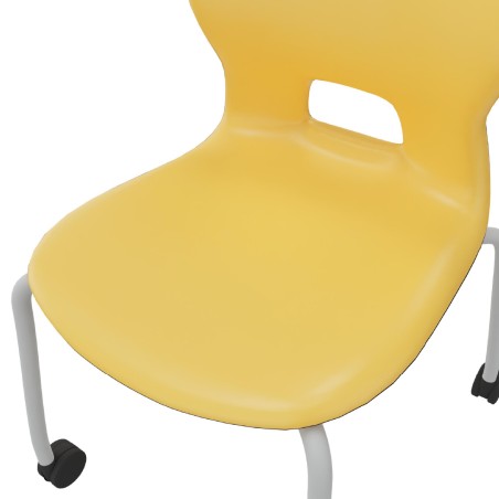Sedia Gelso 4 Gambe con Ruote - Altezza Seduta 42,5 cm - Colore Scocca Giallo - Colore Struttura Grigio