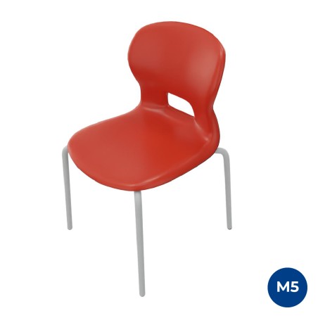 Sedia Gelso con 4 Gambe - Altezza Seduta 43 cm - Colore Scocca Rosso - Colore Struttura Grigio