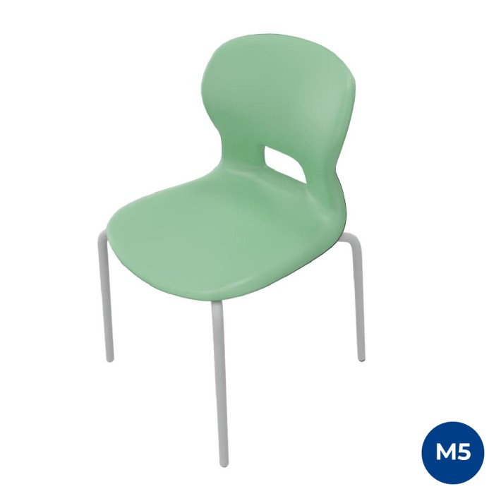 Sedia Gelso con 4 Gambe - Altezza Seduta 43 cm - Colore Scocca Verde Acqua - Colore Struttura Grigio