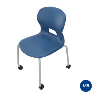 Sedia Gelso 4 Gambe con Ruote - Altezza Seduta 42,5 cm - Colore Scocca Blu - Colore Struttura Grigio