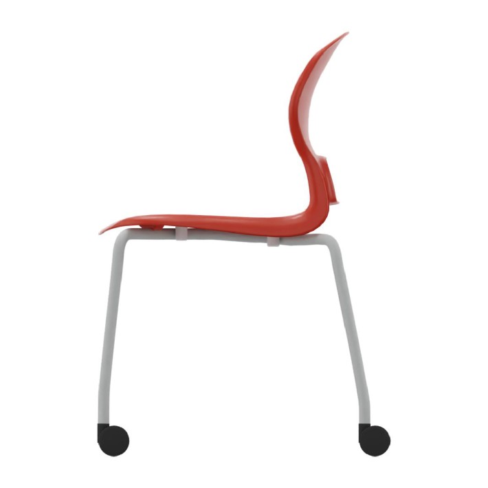 Sedia Gelso 4 Gambe con Ruote - Altezza Seduta 42,5 cm - Colore Scocca Rosso - Colore Struttura Grigio