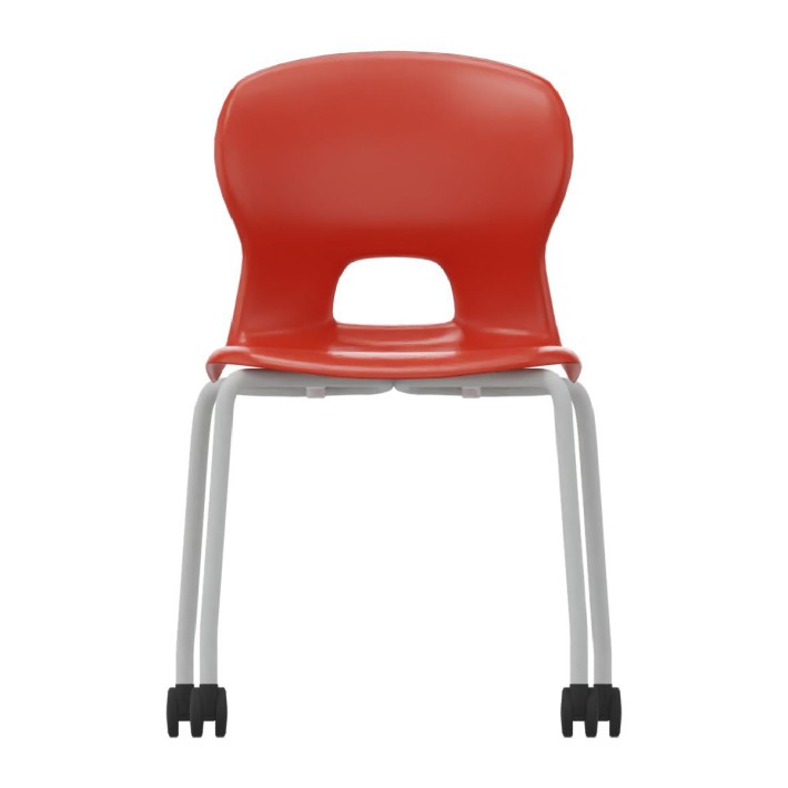 Sedia Gelso 4 Gambe con Ruote - Altezza Seduta 42,5 cm - Colore Scocca Rosso - Colore Struttura Grigio