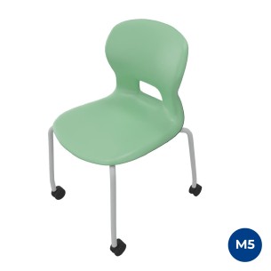 Sedia Gelso 4 Gambe con Ruote - Altezza Seduta 42,5 cm - Colore Scocca Verde Acqua - Colore Struttura Grigio