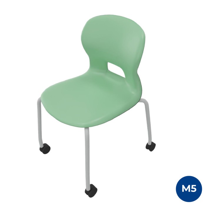 Sedia Gelso 4 Gambe con Ruote - Altezza Seduta 42,5 cm - Colore Scocca Verde Acqua - Colore Struttura Grigio