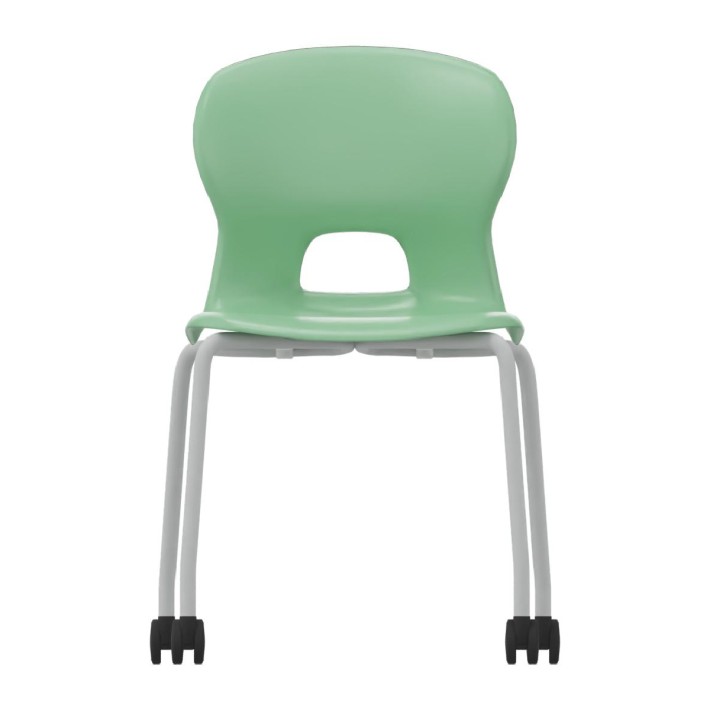 Sedia Gelso 4 Gambe con Ruote - Altezza Seduta 42,5 cm - Colore Scocca Verde Acqua - Colore Struttura Grigio