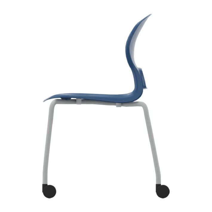 Sedia Gelso 4 Gambe con Ruote - Altezza Seduta 46,5 cm - Colore Scocca Blu - Colore Struttura Grigio