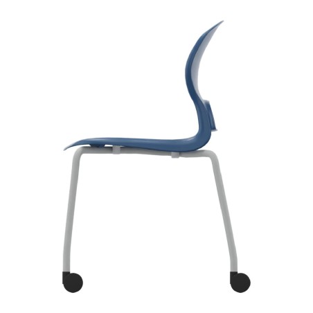 Sedia Gelso 4 Gambe con Ruote - Altezza Seduta 46,5 cm - Colore Scocca Blu - Colore Struttura Grigio