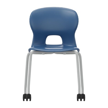 Sedia Gelso 4 Gambe con Ruote - Altezza Seduta 46,5 cm - Colore Scocca Blu - Colore Struttura Grigio