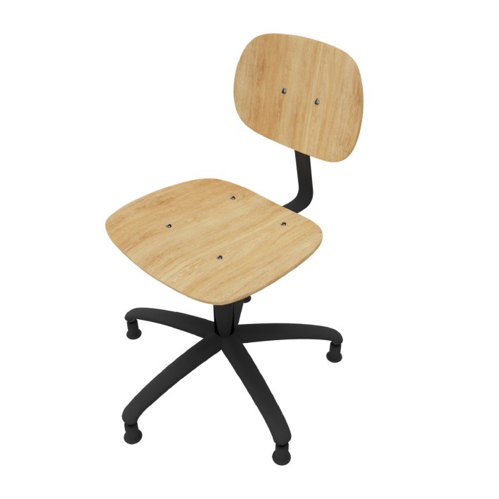 Sedia Modello GPRO Girevole in Legno con Piedini - Altezza Regolabile M5/M6 - Colore Scocca Legno - Colore Struttura Nero