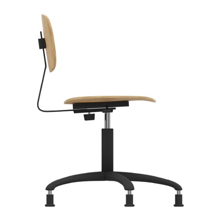 Sedia Modello GPRO Girevole in Legno con Piedini - Altezza Regolabile M5/M6 - Colore Scocca Legno - Colore Struttura Nero