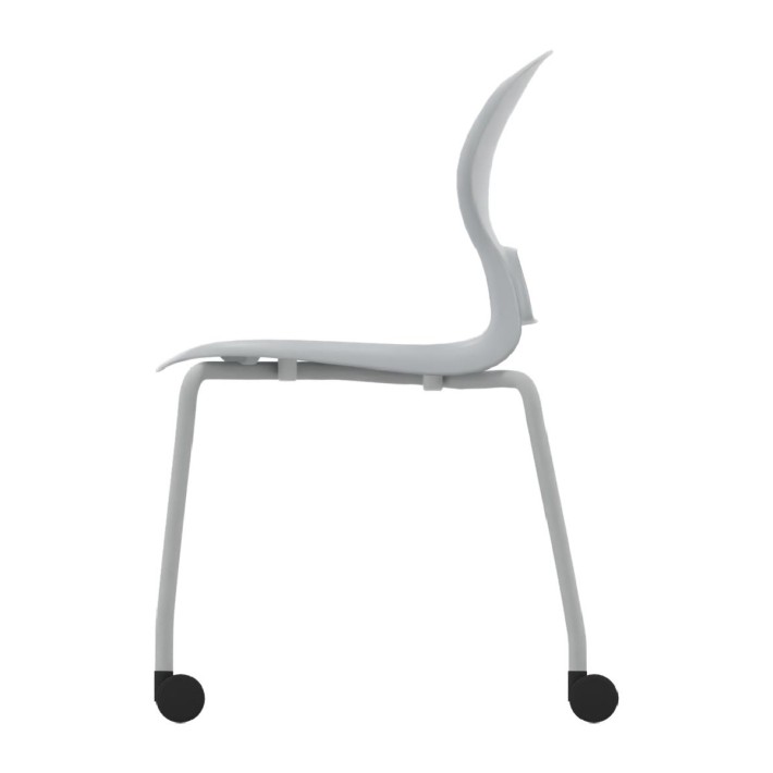 Sedia Gelso 4 Gambe con Ruote - Altezza Seduta 46,5 cm - Colore Scocca Grigio Chiaro - Colore Struttura Grigio