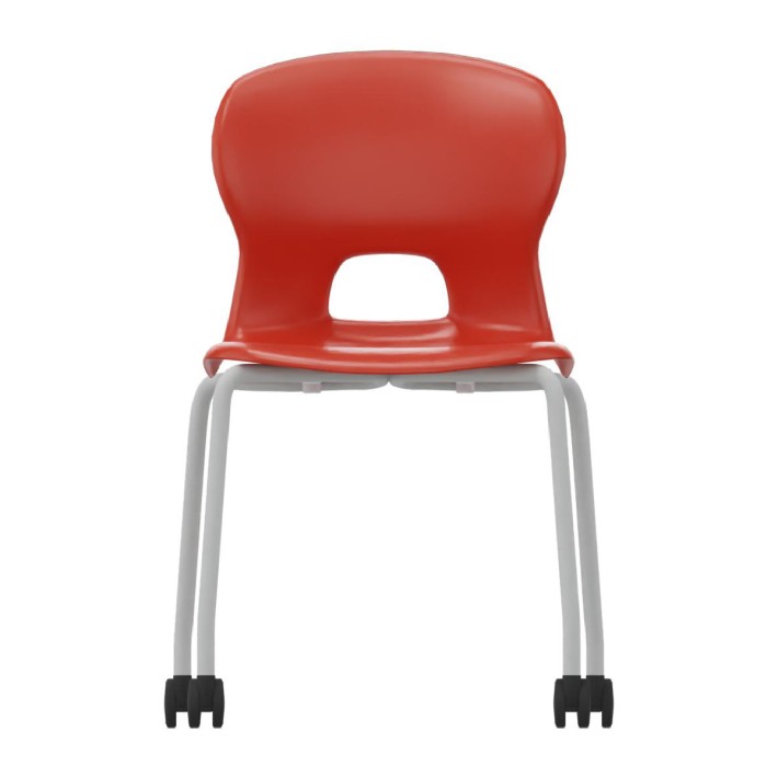 Sedia Gelso 4 Gambe con Ruote - Altezza Seduta 46,5 cm - Colore Scocca Rosso - Colore Struttura Grigio