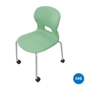 Sedia Gelso 4 Gambe con Ruote - Altezza Seduta 46,5 cm - Colore Scocca Verde Acqua - Colore Struttura Grigio
