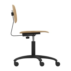 Sedia Modello GPRO Girevole in Legno con Ruote - Altezza Regolabile M5/M6 - Colore Scocca Legno - Colore Struttura Nero 2