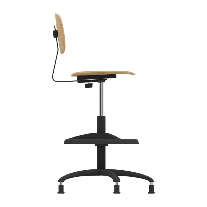 Sedia Alta Modello GPRO Girevole in Legno con Piedini e Poggiapiedi - Altezza Regolabile M5/M6 - Colore Scocca Legno - Colore
