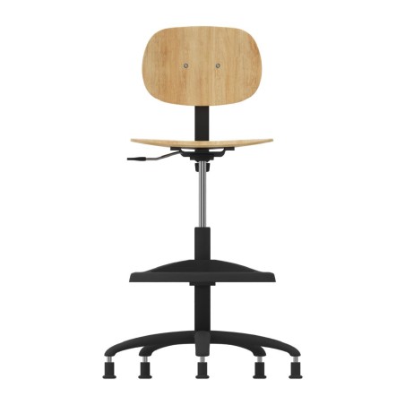 Sedia Alta Modello GPRO Girevole in Legno con Piedini e Poggiapiedi - Altezza Regolabile M5/M6 - Colore Scocca Legno - Colore