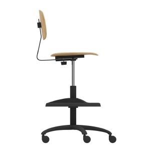 Sedia Alta Modello GPRO Girevole in Legno con Ruote e Poggiapiedi - Altezza Regolabile M5/M6 - Colore Scocca Nero - Colore 2
