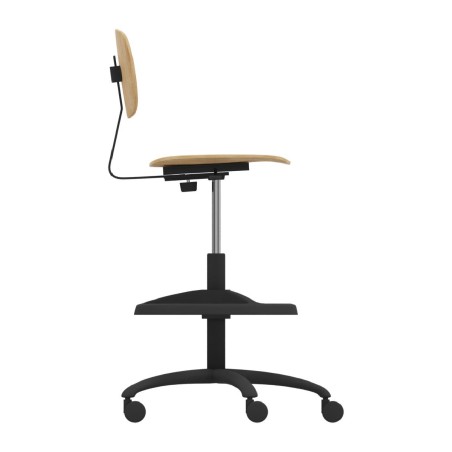 Sedia Alta Modello GPRO Girevole in Legno con Ruote e Poggiapiedi - Altezza Regolabile M5/M6 - Colore Scocca Nero - Colore