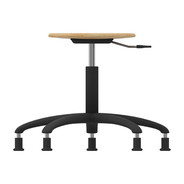 Sgabello Modello GPRO Girevole in Legno con Piedini e Poggiapiedi - Altezza Regolabile M5/M6 - Struttura in Metallo Cromato