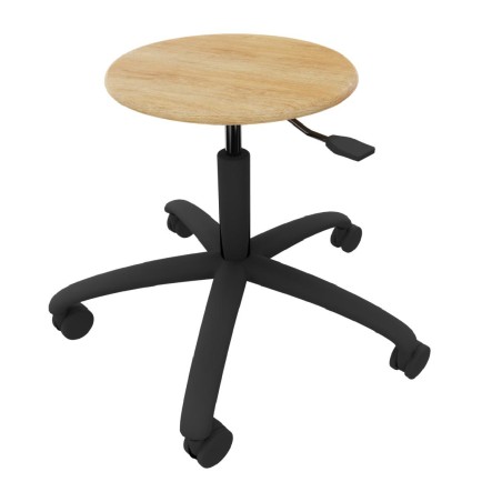 Sgabello Modello GPRO Girevole in Legno con Ruote - Altezza Regolabile M5/M6 - Struttura in Plastica