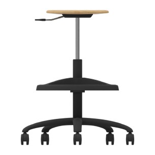 Sgabello Alto Modello GPRO Girevole in Legno con Ruote e Poggiapiedi - Altezza Regolabile M5/M6 - Struttura in Plastica 2