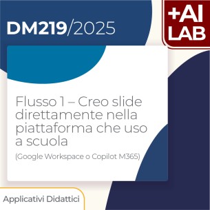 Flusso 1 – Creo slide direttamente nella piattaforma che uso a scuola (Google Workspace o Copilot M365)  4h Lab in presenza