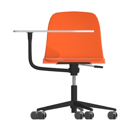Sedia Pioppo con Ruote - Tavoletta da 29x47,8 cm - Altezza Regolabile 31/51 cm - Colore Scocca Arancio - Colore Struttura Nero