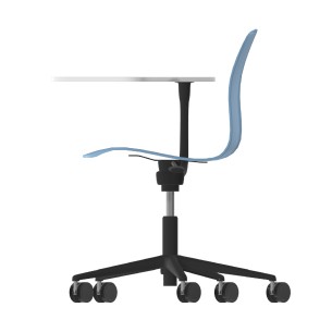 Sedia Pioppo con Ruote - Tavoletta da 29x47,8 cm - Altezza Regolabile 31/51 cm - Colore Scocca Azzurro - Colore Struttura Nero 2