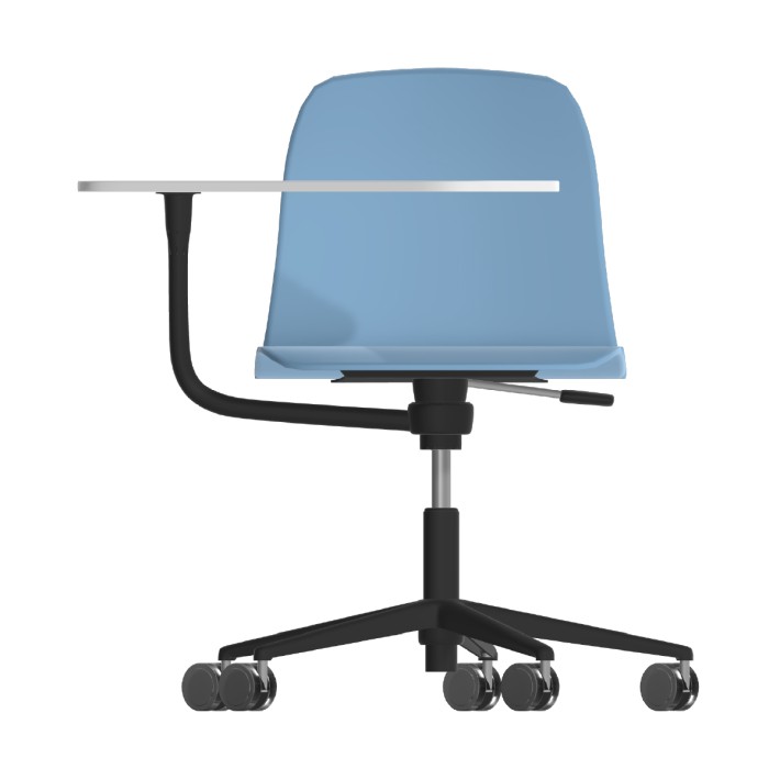 Sedia Pioppo con Ruote - Tavoletta da 29x47,8 cm - Altezza Regolabile 31/51 cm - Colore Scocca Azzurro - Colore Struttura Nero