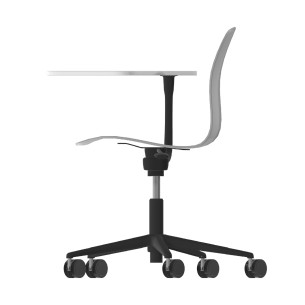 Sedia Pioppo con Ruote - Tavoletta da 29x47,8 cm - Altezza Regolabile 31/51 cm - Colore Scocca Grigio - Colore Struttura Nero 2