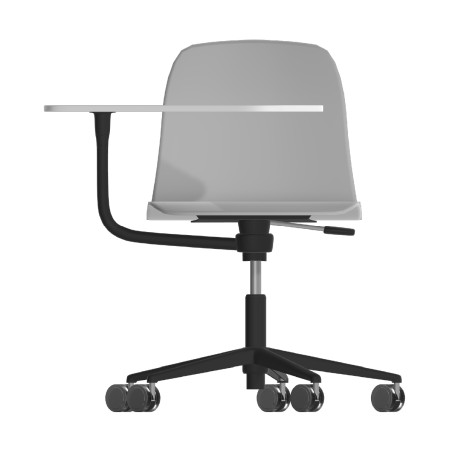 Sedia Pioppo con Ruote - Tavoletta da 29x47,8 cm - Altezza Regolabile 31/51 cm - Colore Scocca Grigio - Colore Struttura Nero