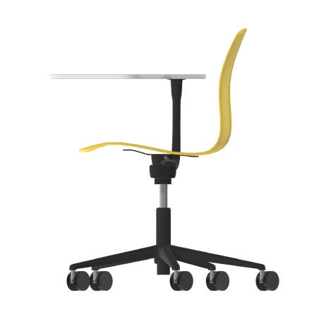 Sedia Pioppo con Ruote - Tavoletta da 29x47,8 cm - Altezza Regolabile 31/51 cm - Colore Scocca Giallo - Colore Struttura Nero