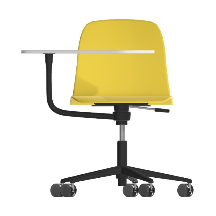 Sedia Pioppo con Ruote - Tavoletta da 29x47,8 cm - Altezza Regolabile 31/51 cm - Colore Scocca Giallo - Colore Struttura Nero