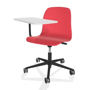 Sedia Pioppo con Ruote - Tavoletta da 29x47,8 cm - Altezza Regolabile 31/51 cm - Colore Scocca Rosso - Colore Struttura Nero