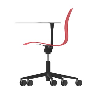 Sedia Pioppo con Ruote - Tavoletta da 29x47,8 cm - Altezza Regolabile 31/51 cm - Colore Scocca Rosso - Colore Struttura Nero 2