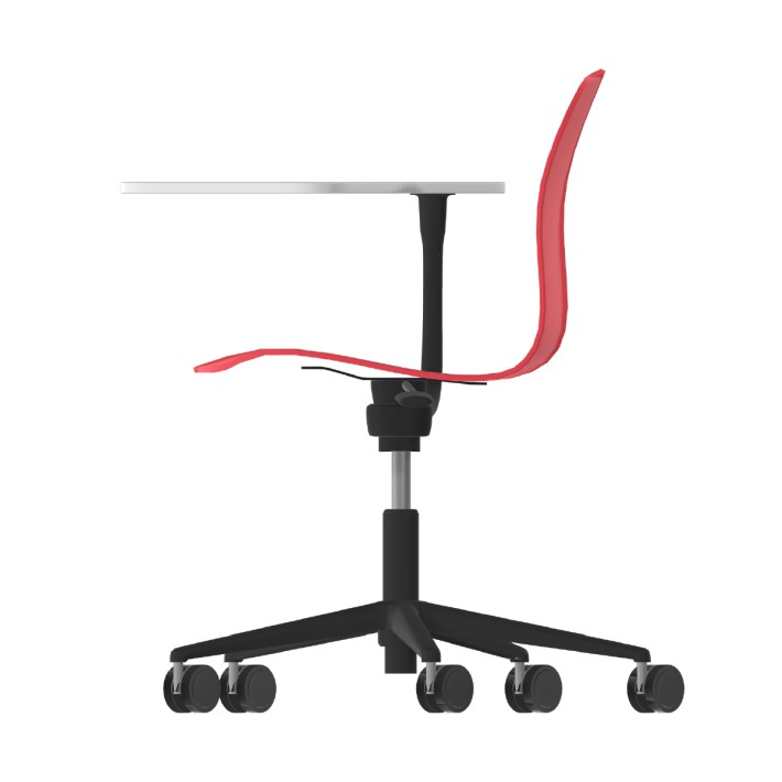 Sedia Pioppo con Ruote - Tavoletta da 29x47,8 cm - Altezza Regolabile 31/51 cm - Colore Scocca Rosso - Colore Struttura Nero