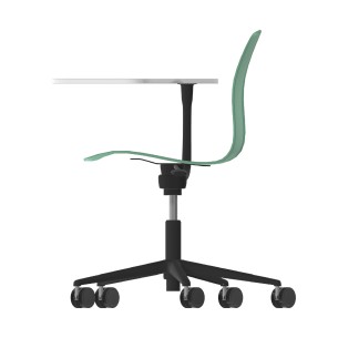 Sedia Pioppo con Ruote - Tavoletta da 29x47,8 cm - Altezza Regolabile 31/51 cm - Colore Scocca Verde - Colore Struttura Nero 2