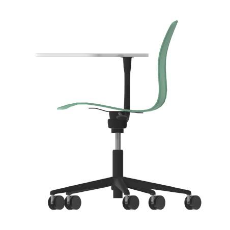 Sedia Pioppo con Ruote - Tavoletta da 29x47,8 cm - Altezza Regolabile 31/51 cm - Colore Scocca Verde - Colore Struttura Nero