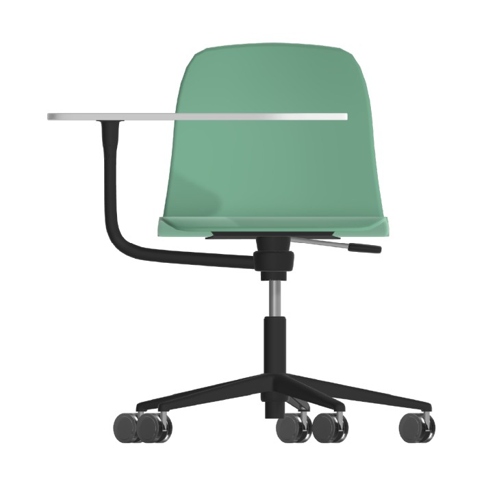 Sedia Pioppo con Ruote - Tavoletta da 29x47,8 cm - Altezza Regolabile 31/51 cm - Colore Scocca Verde - Colore Struttura Nero
