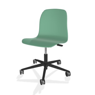 Sedia Pioppo Girevole con Ruote - Altezza Regolabile da 31 a 51 cm - Colore Scocca Verde - Colore Struttura Nero