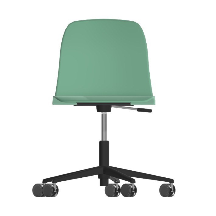 Sedia Pioppo Girevole con Ruote - Altezza Regolabile da 31 a 51 cm - Colore Scocca Verde - Colore Struttura Nero