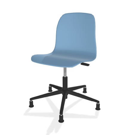 Sedia Pioppo Girevole con Piedini - Altezza Regolabile da 36 a 49 cm - Colore Scocca Azzurro - Colore Struttura Nero