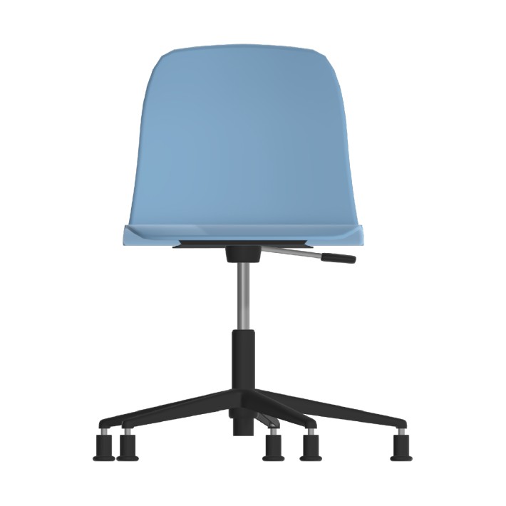 Sedia Pioppo Girevole con Piedini - Altezza Regolabile da 36 a 49 cm - Colore Scocca Azzurro - Colore Struttura Nero