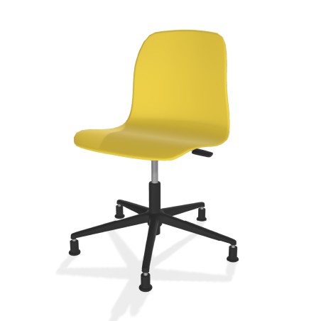 Sedia Pioppo Girevole con Piedini - Altezza Regolabile da 36 a 49 cm - Colore Scocca Giallo - Colore Struttura Nero