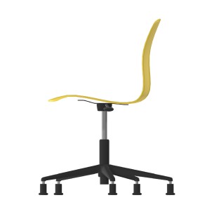 Sedia Pioppo Girevole con Piedini - Altezza Regolabile da 36 a 49 cm - Colore Scocca Giallo - Colore Struttura Nero 2