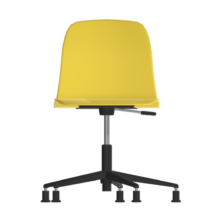 Sedia Pioppo Girevole con Piedini - Altezza Regolabile da 36 a 49 cm - Colore Scocca Giallo - Colore Struttura Nero