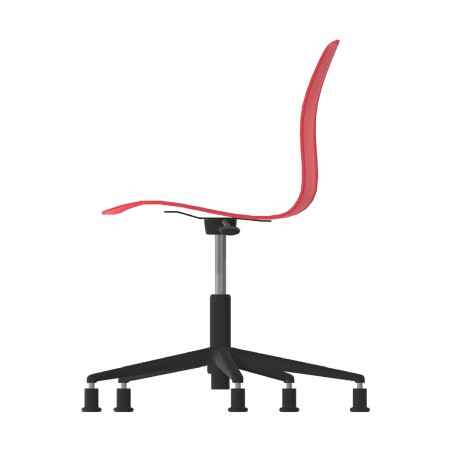 Sedia Pioppo Girevole con Piedini - Altezza Regolabile da 36 a 49 cm - Colore Scocca Rosso - Colore Struttura Nero