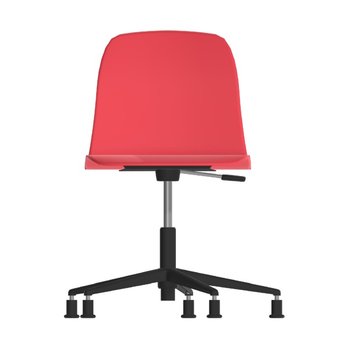 Sedia Pioppo Girevole con Piedini - Altezza Regolabile da 36 a 49 cm - Colore Scocca Rosso - Colore Struttura Nero
