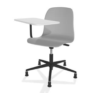 Sedia Pioppo con Piedini - Tavoletta da 29x47,8cm - Altezza Regolabile 36/49 cm - Colore Scocca Grigio - Colore Struttura Nero