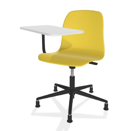 Sedia Pioppo con Piedini - Tavoletta da 29x47,8cm - Altezza Regolabile 36/49 cm - Colore Scocca Giallo - Colore Struttura Nero
